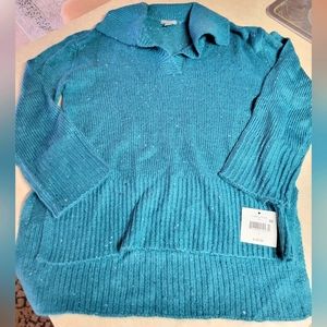Fallscreek beautiful teal specs of white sweater women size small